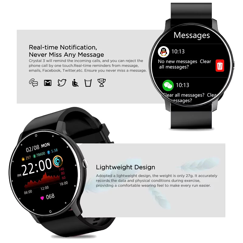 2024 Smart Watch Women Men Lady Gift Sport Fitness Watches Heart Rate Monitor Waterproof Smartwatch for Xiaomi Android IOS