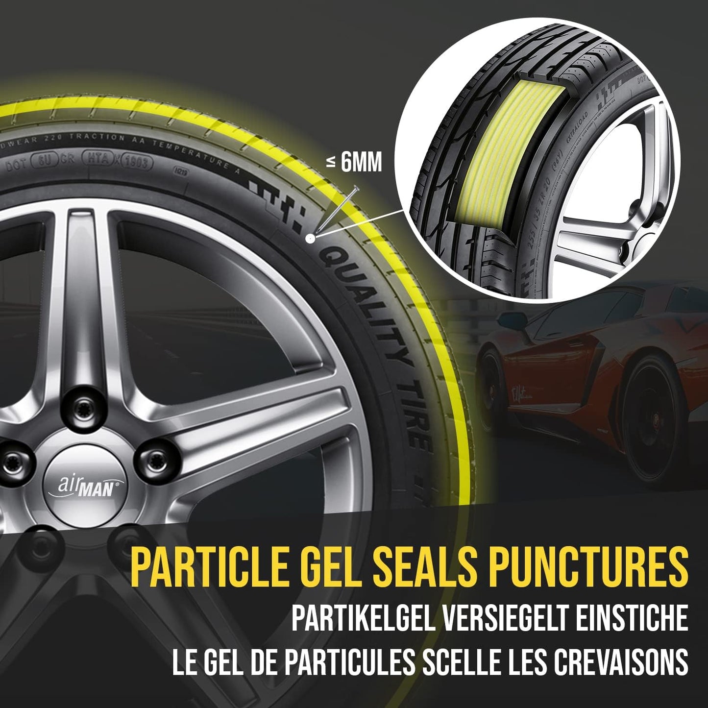 Resq Emergancy Tyre Repair Kit, with Easy Valve through Punture Repair Tyre Selant, Air Compressor, Suitable for All Car Makes and Models