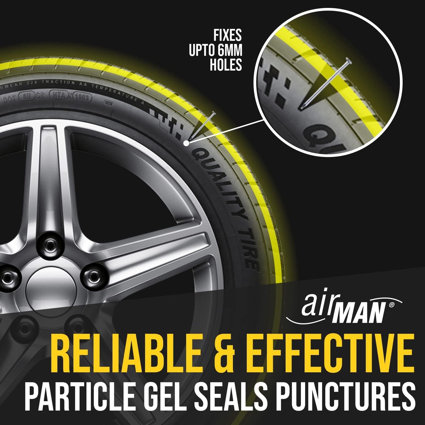 Resq Emergancy Tyre Repair Kit, with Easy Valve through Punture Repair Tyre Selant, Air Compressor, Suitable for All Car Makes and Models