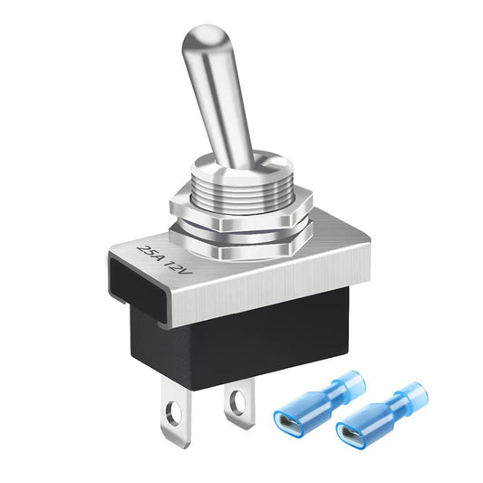 Metal Toggle Switch 25A 12VDC/15A 24VDC/10A 250VAC/ 15A 125VAC SPST On/Off 2Pin 2 Position