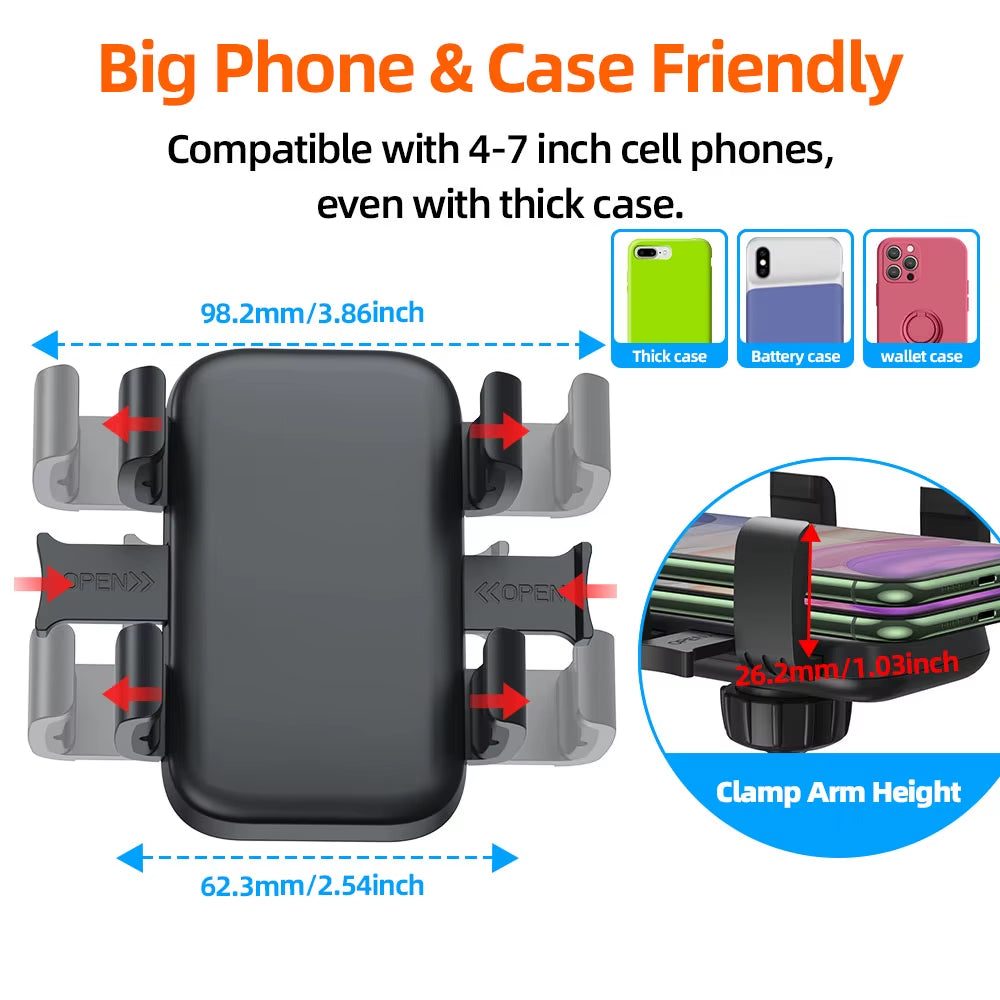Cell Phone Clamp for Stroller Phone Holder, Shopping Cart Phone Holder, Golf Cart Phone Holder, Bike Phone Mount